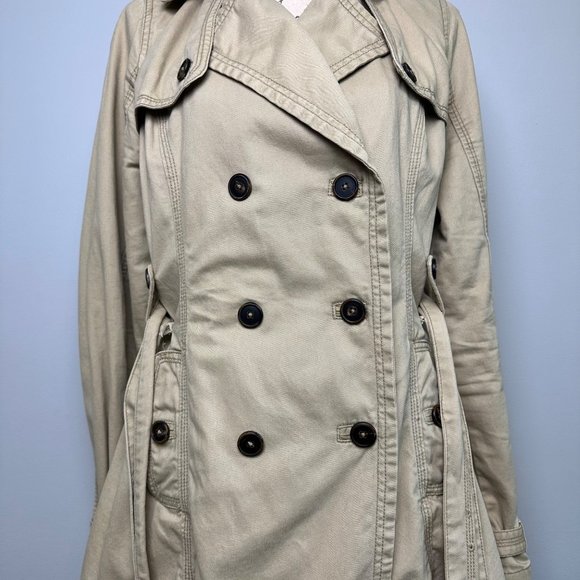 American Eagle | Tan Kaki Double Breasted Belted Vintage Fit Jacket | Size L - Picture 4 of 9